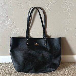 Coach Black Canvas Tote Bag Structured Design